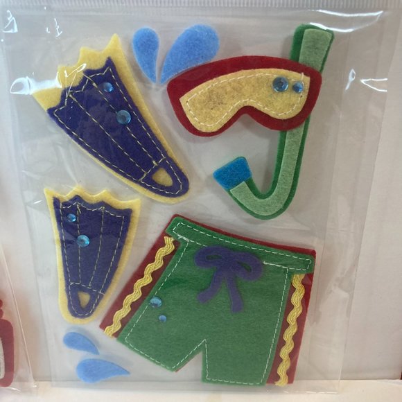 Scrapbook Embellishments Felt Stickers Beach Bee Boat Scuba Paper Crafts Cards - Picture 4 of 15